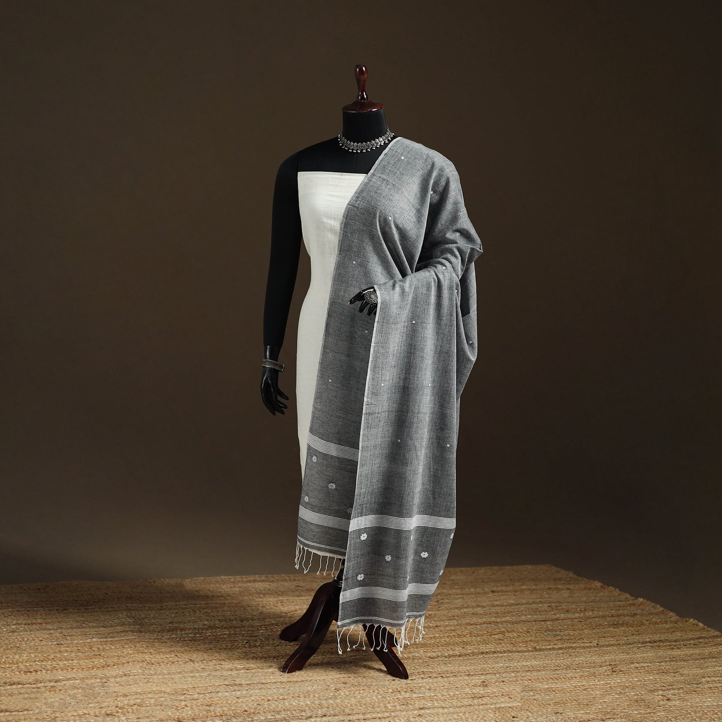 Pure Handloom Cotton Bengal Jamdani Dupatta 30