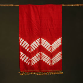 Red - handwoven merino wool tie-dye shibori stole 11