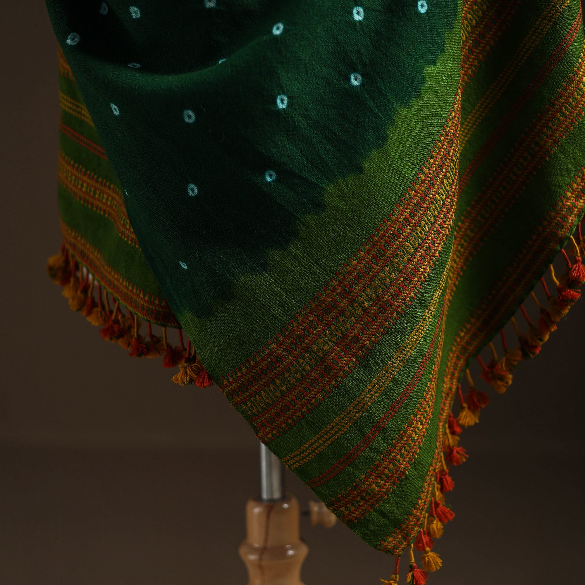 Bhidane Wool Kutch Bandhani Tie-Dye Handwoven Merino Wool Shawl
