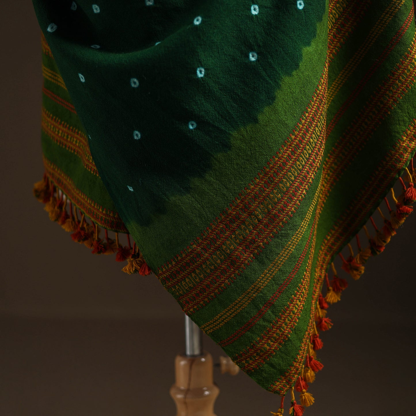 Kutch Bandhani Tie-Dye Handwoven Merino Wool Shawl 10