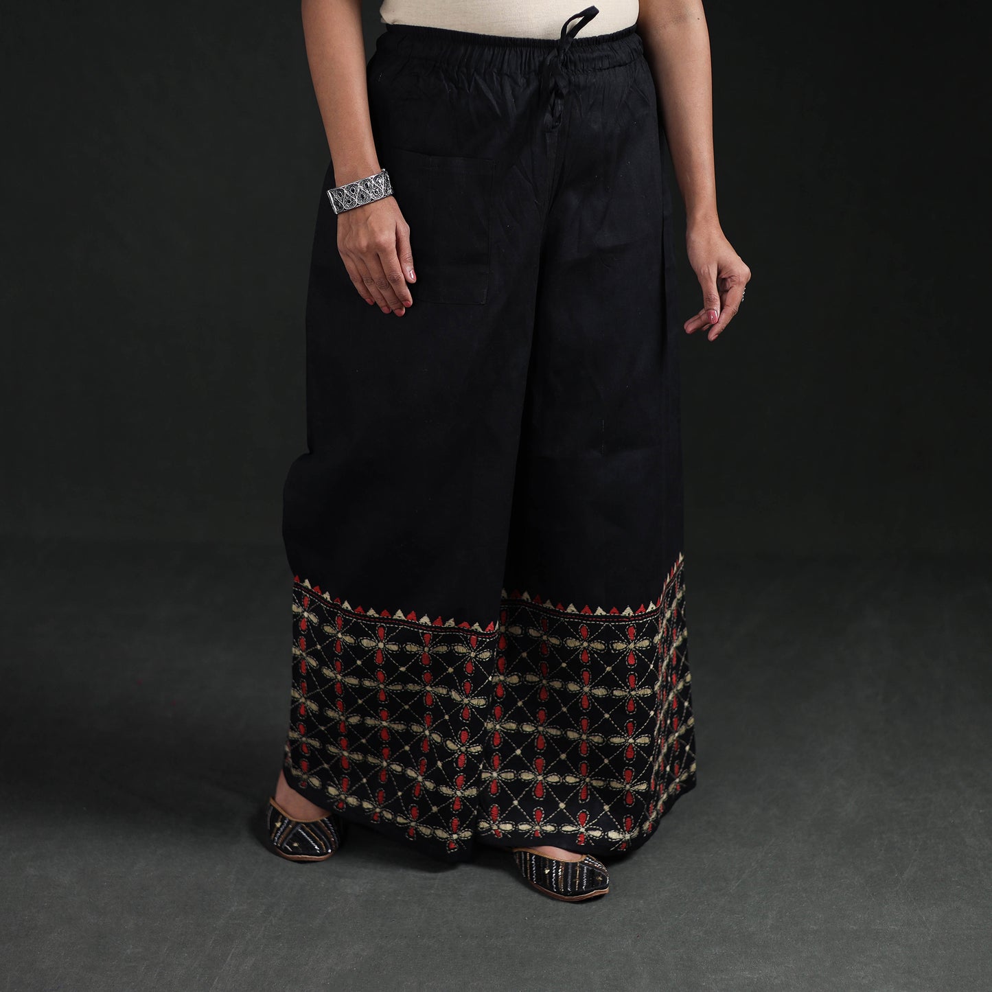 Bengal Kantha Hand Embroidered Cotton Palazzo 81