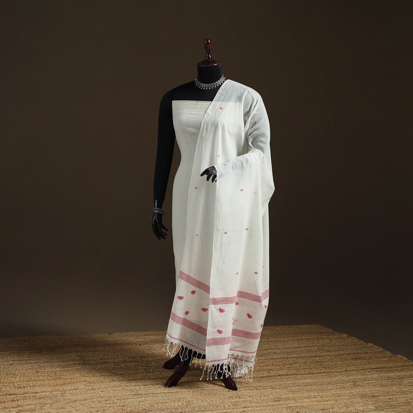 Pure Handloom Cotton Bengal Jamdani Dupatta 33