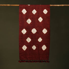Maroon - handwoven tussar x merino wool tie-dye shibori