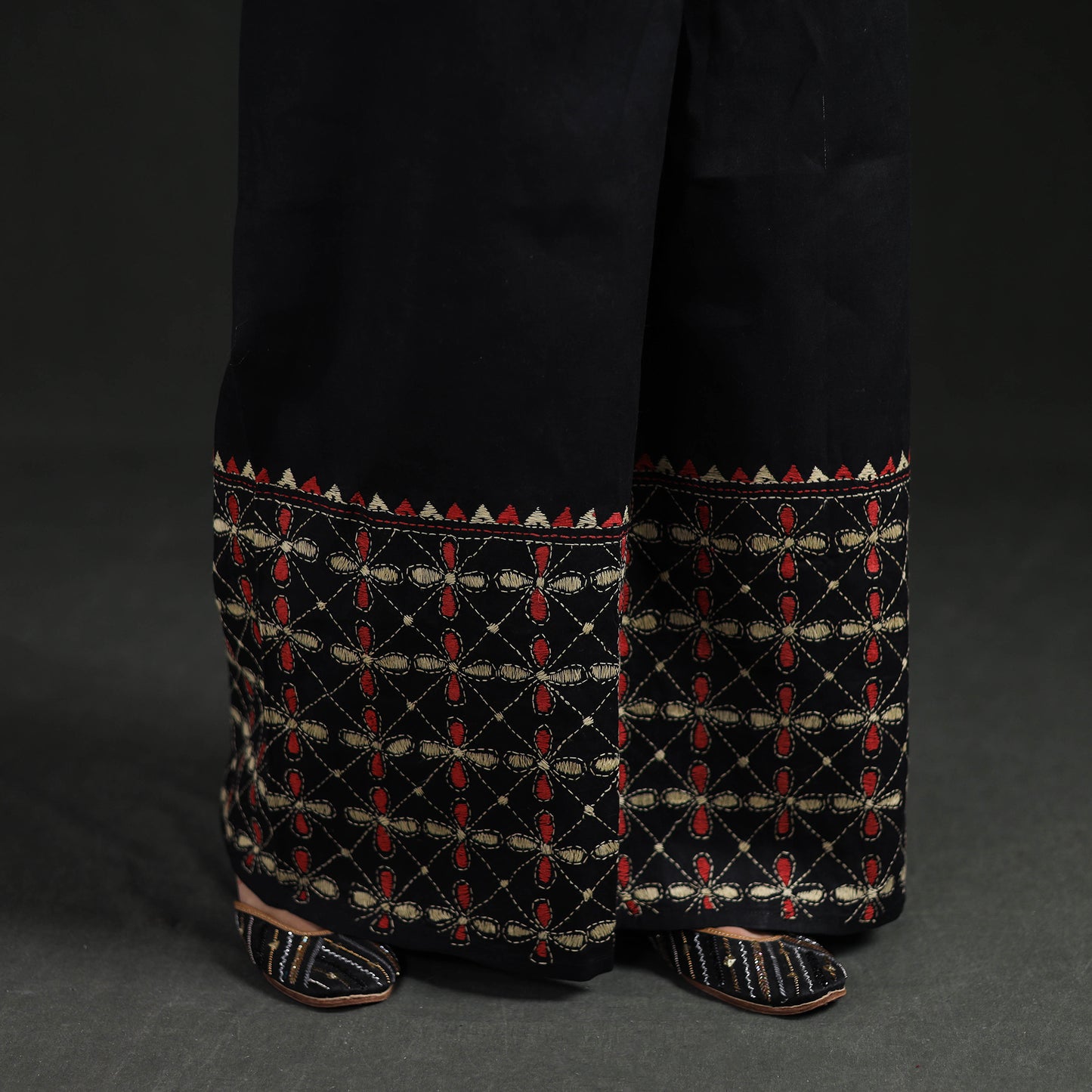 Bengal Kantha Hand Embroidered Cotton Palazzo 81