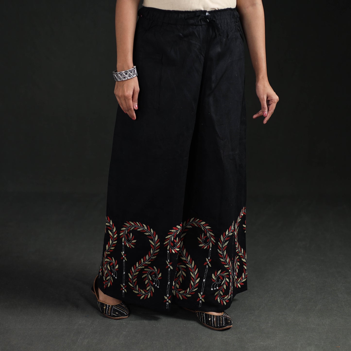 Bengal Kantha Hand Embroidered Cotton Palazzo 83
