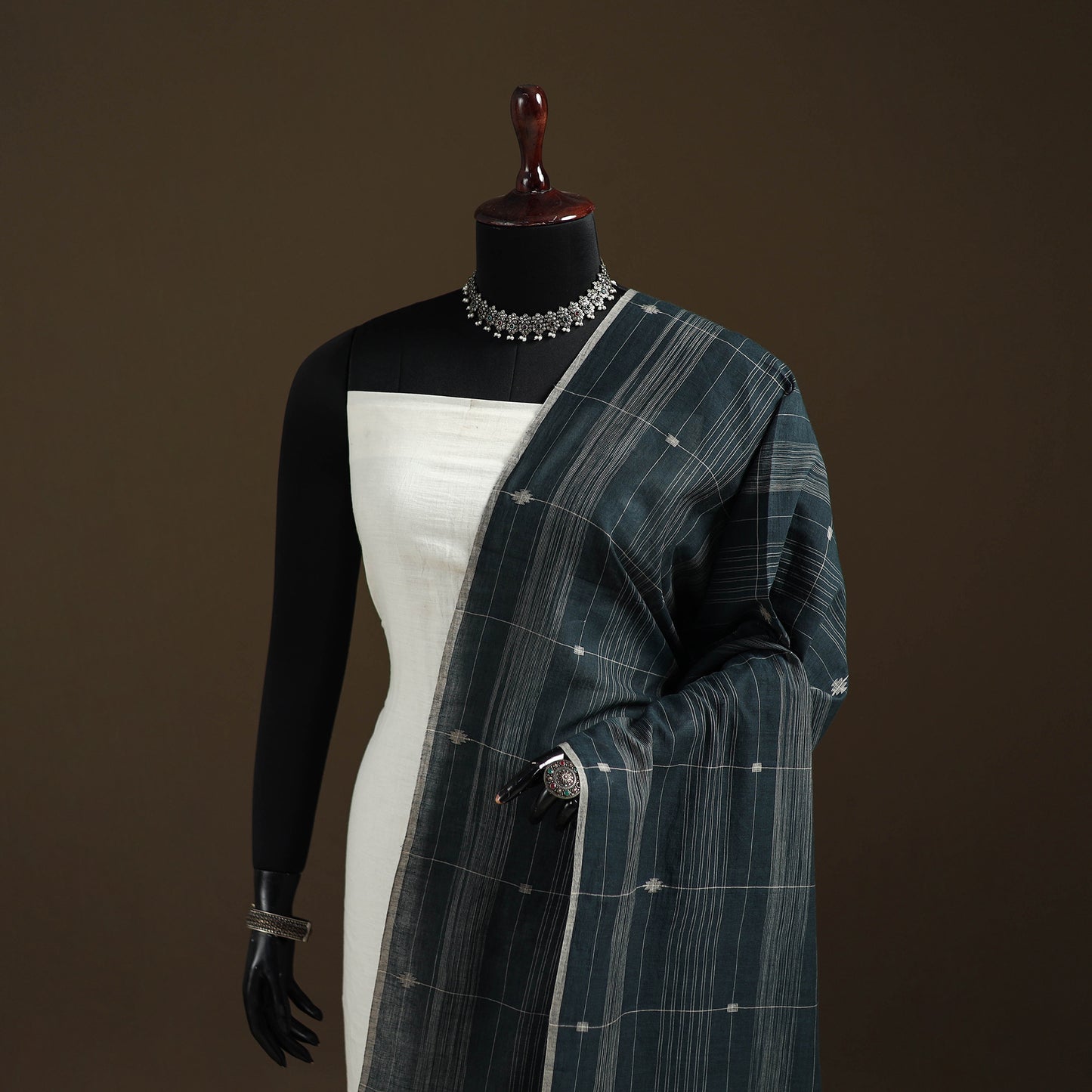 Pure Handloom Cotton Bengal Jamdani Dupatta 35