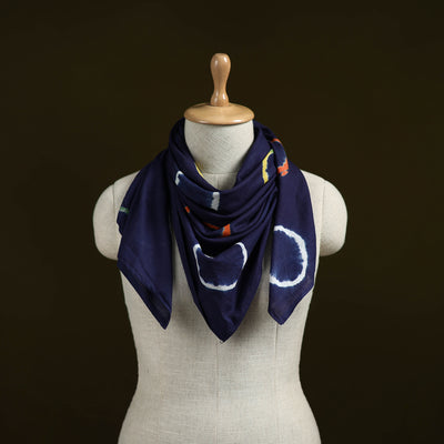 Blue - Shibori Tie-Dye Pure Mul Cotton Scarf 01