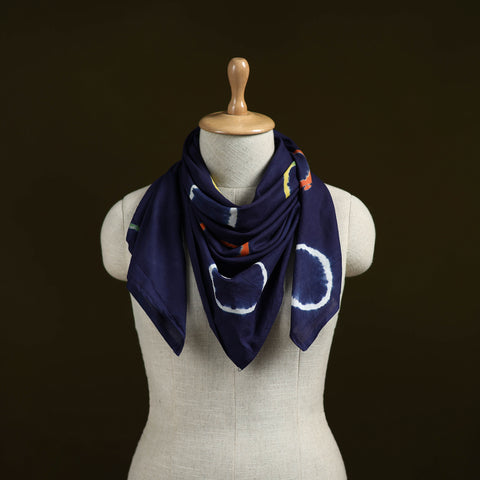 Blue - Shibori Tie-Dye Pure Mul Cotton Scarf 01
