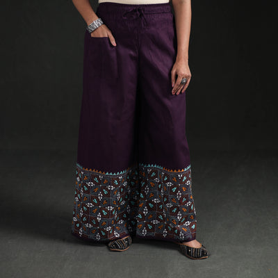 Bengal Kantha Hand Embroidered Cotton Palazzo 04