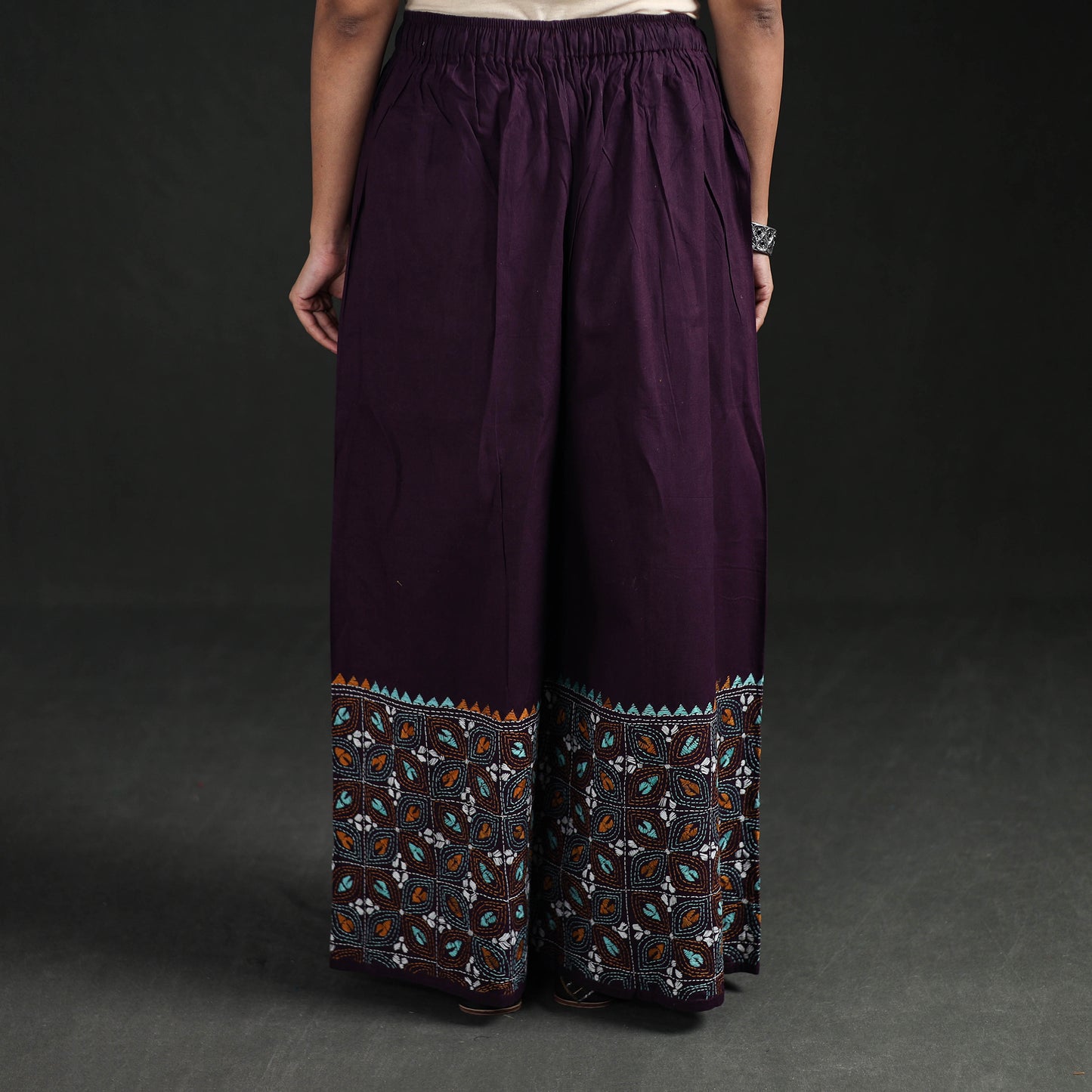 Bengal Kantha Hand Embroidered Cotton Palazzo 04
