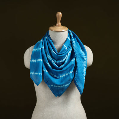 Blue - Shibori Tie-Dye Pure Mul Cotton Scarf 07
