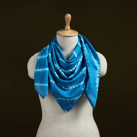 Blue - Shibori Tie-Dye Pure Mul Cotton Scarf 07