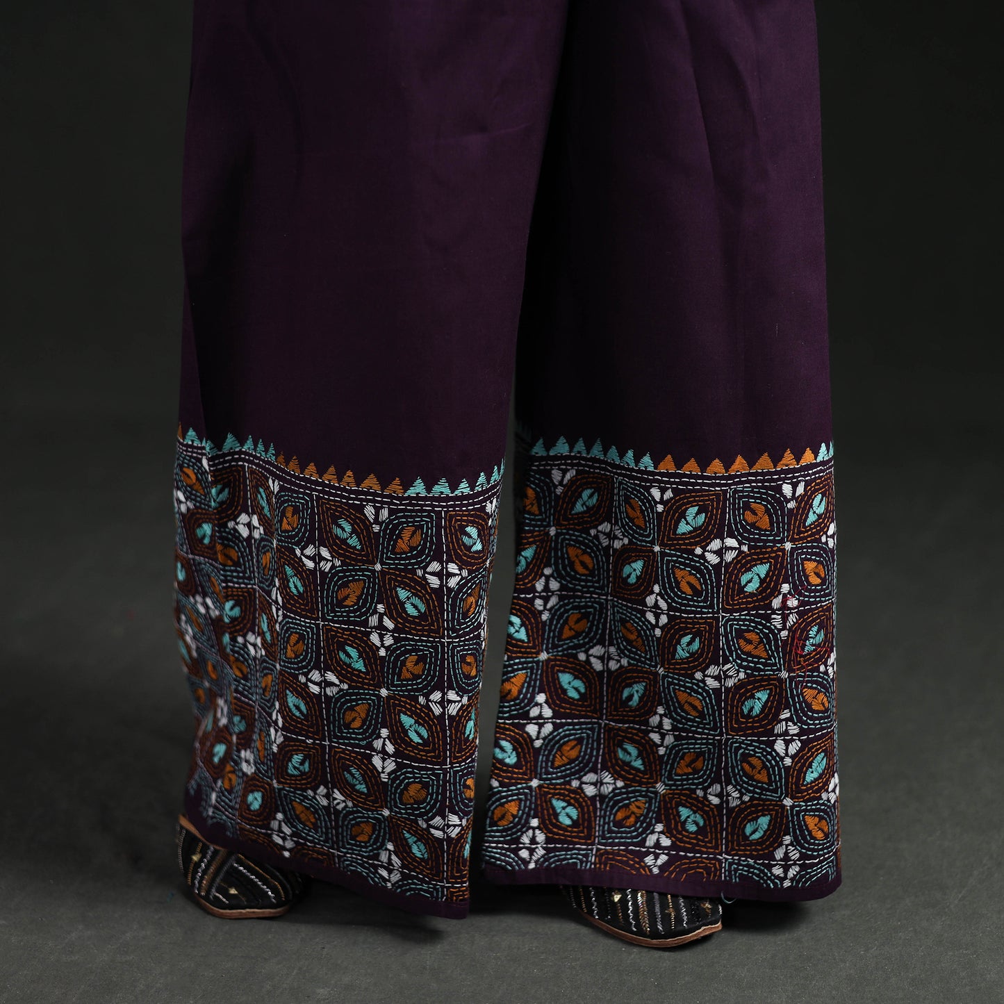 Bengal Kantha Hand Embroidered Cotton Palazzo 04