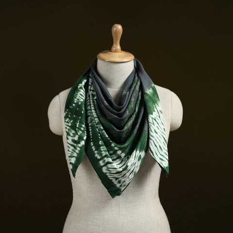 Green - Shibori Tie-Dye Pure Mul Cotton Scarf 09