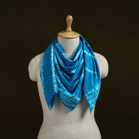 Blue - Shibori Tie-Dye Pure Mul Cotton Scarf 12