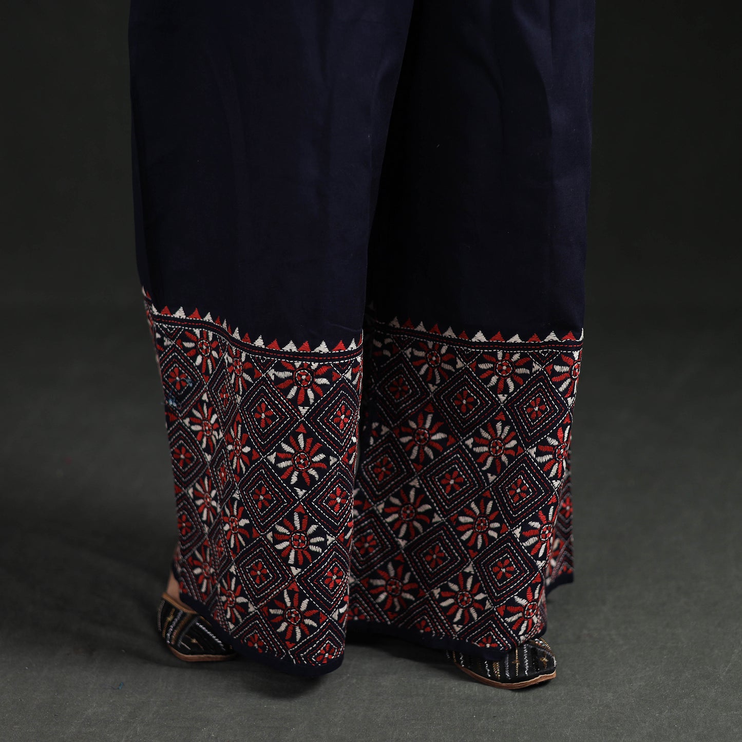 Bengal Kantha Hand Embroidered Cotton Palazzo 05
