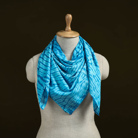 Blue - Shibori Tie-Dye Pure Mul Cotton Scarf 15