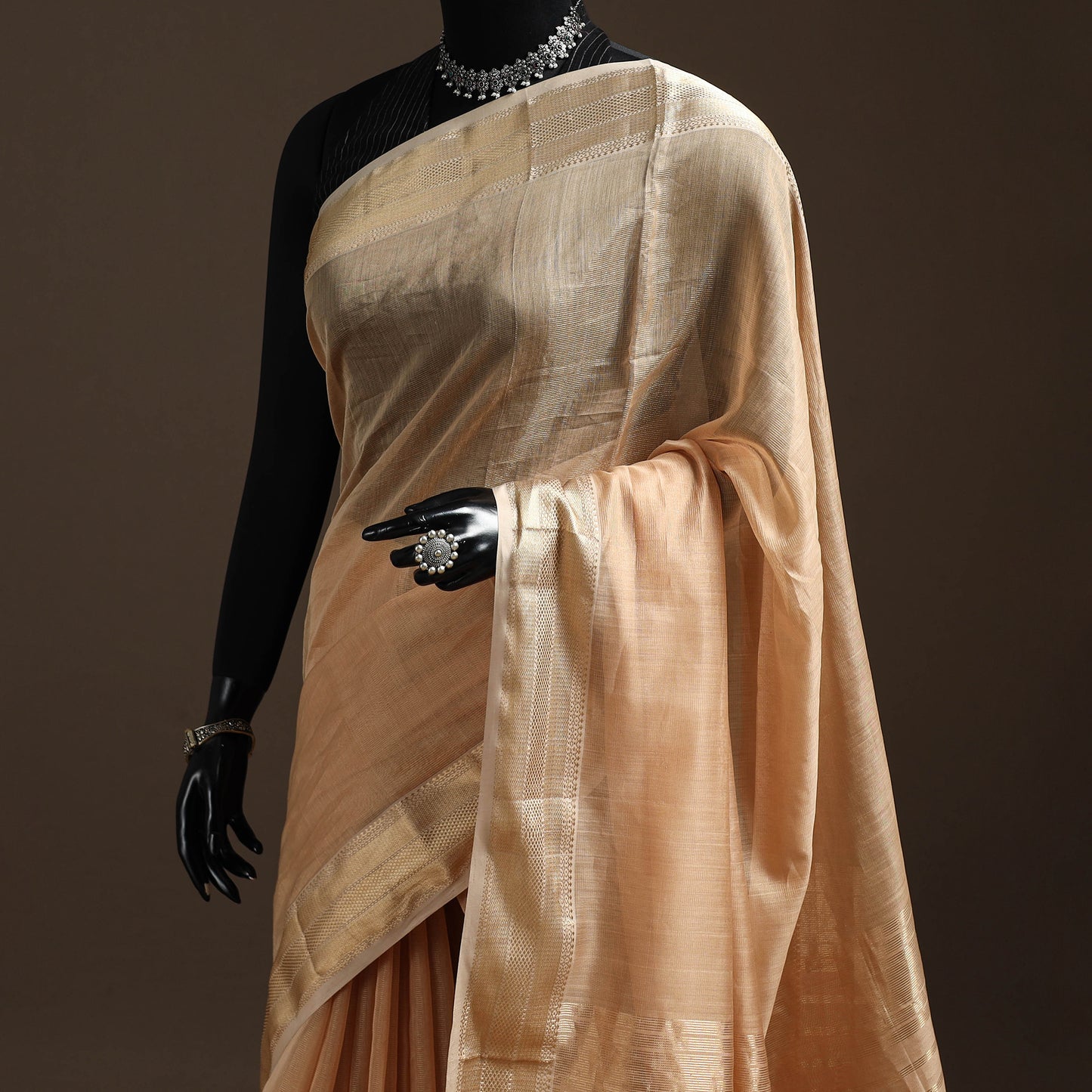 Handloom Tissue Zari Maheshwari Saree with Border 30