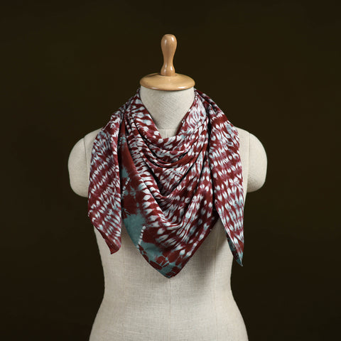 Maroon - Shibori Tie-Dye Pure Mul Cotton Scarf 18