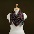 Black - Ajrakh Hand Block Print Natural Dyed Modal Silk Scarf 02