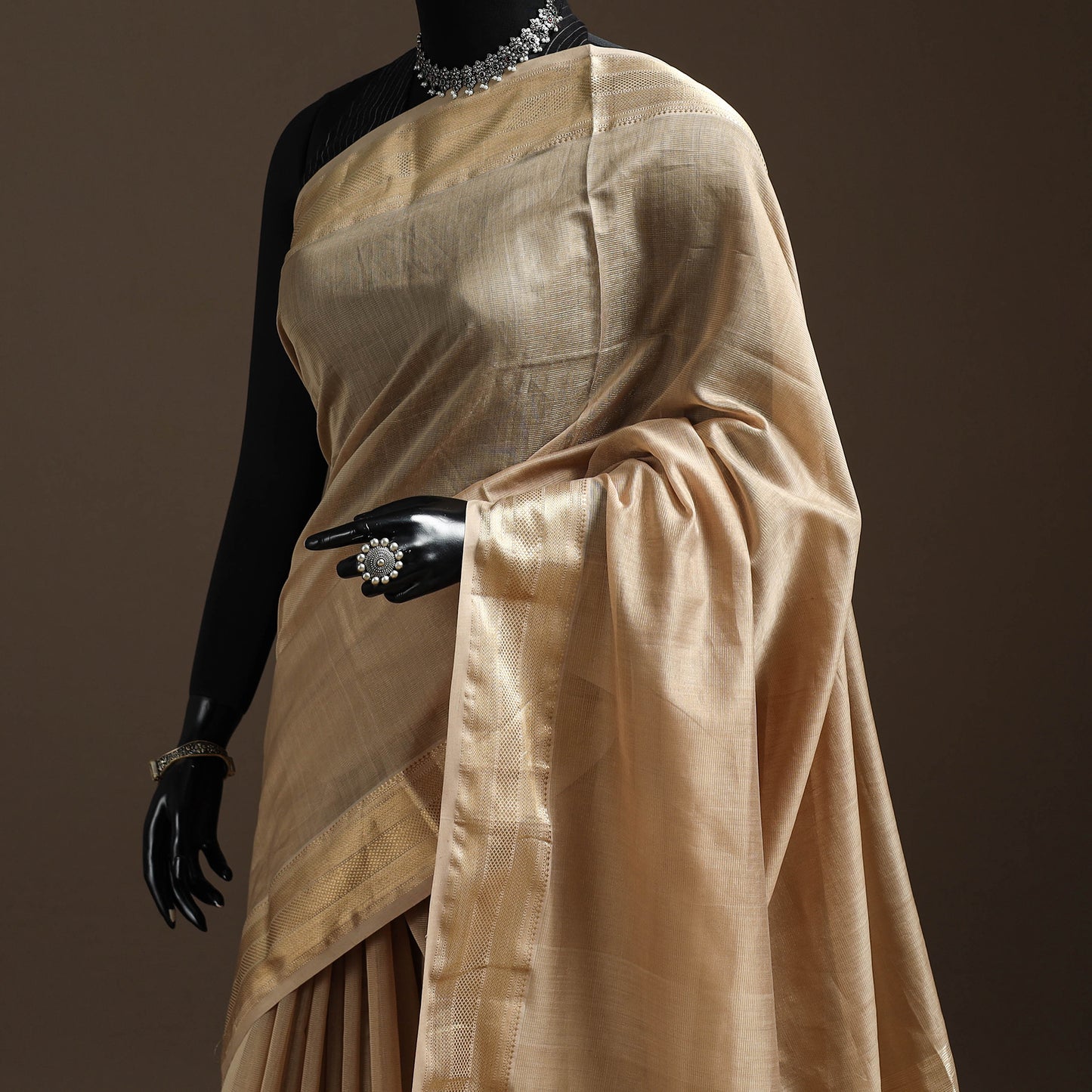 Handloom Tissue Zari Maheshwari Saree with Border 28