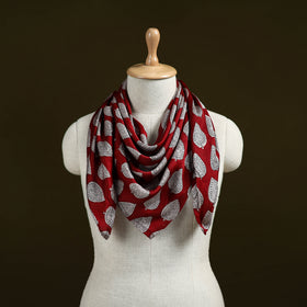 Red - Bagh Hand Block Print Modal Silk Scarf 04