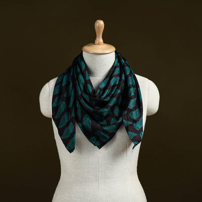 Black - Bagh Hand Block Print Modal Silk Scarf 05
