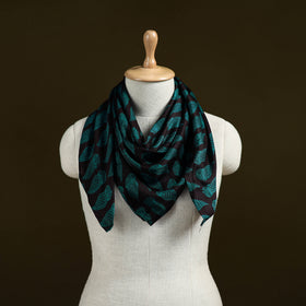 Black - Bagh Hand Block Print Modal Silk Scarf 05