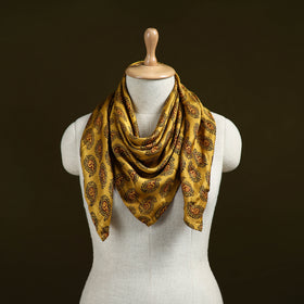 Yellow - Bagh Hand Block Print Modal Silk Scarf 06