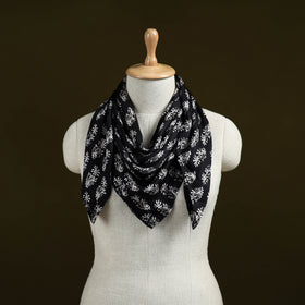 Black - Bagh Hand Block Print Modal Silk Scarf 09