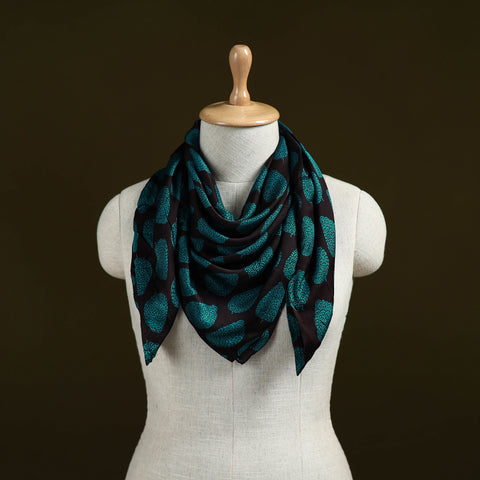 Blue - Bagh Hand Block Print Modal Silk Scarf 11