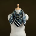 Blue - Ajrakh Hand Block Print Natural Dyed Modal Silk Scarf 12