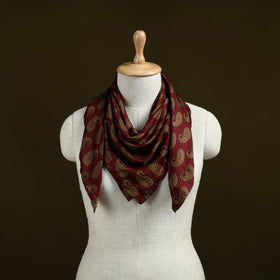 Maroon - Bagh Hand Block Print Modal Silk Scarf 13