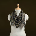 Black - Ajrakh Hand Block Print Natural Dyed Modal Silk Scarf 14