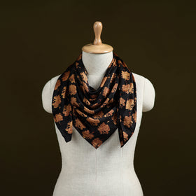 Black - Bagh Hand Block Print Modal Silk Scarf 15