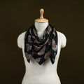 Black - Ajrakh Hand Block Print Natural Dyed Modal Silk Scarf 16