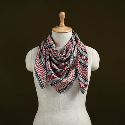Red - Bagh Hand Block Print Modal Silk Scarf 17
