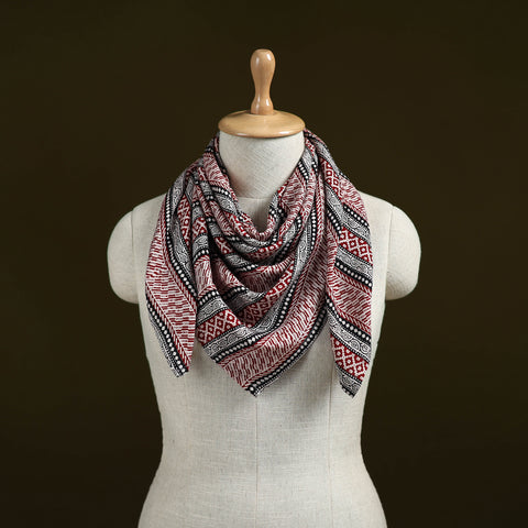 Red - Bagh Hand Block Print Modal Silk Scarf 17