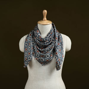 Ajrakh Hand Block Print Natural Dyed Modal Silk Scarf 18