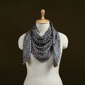 Ajrakh Hand Block Print Natural Dyed Modal Silk Scarf 18