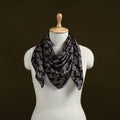 Black - Ajrakh Hand Block Print Natural Dyed Modal Silk Scarf 22