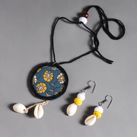 Multicolor - handmade fabart shell work necklace set 05