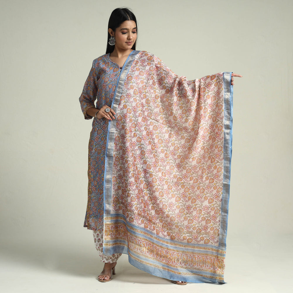 Sanganeri Kurta with Palazzo & Dupatta Set
