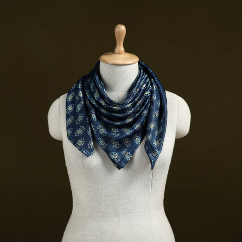 Ajrakh Hand Block Print Natural Dyed Modal Silk Scarf 25