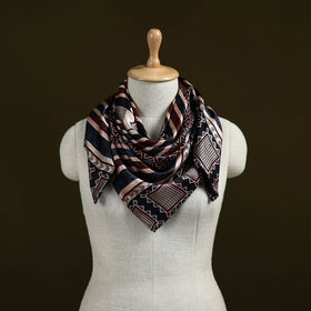 Multicolor - Ajrakh Hand Block Print Natural Dyed Modal Silk Scarf 26