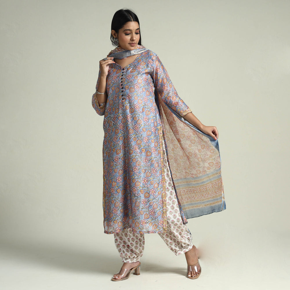 Sanganeri Kurta with Palazzo & Dupatta Set
