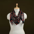Black - Ajrakh Hand Block Print Natural Dyed Modal Silk Scarf 27