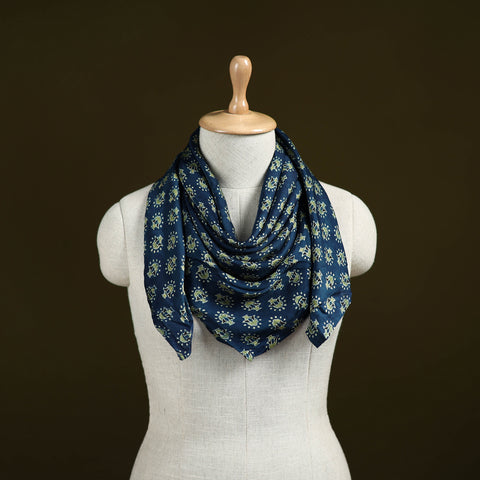 Ajrakh Hand Block Print Natural Dyed Modal Silk Scarf 30