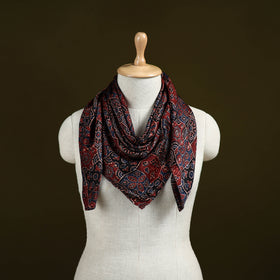 Red - Ajrakh Hand Block Print Natural Dyed Modal Silk Scarf 33