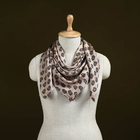 Beige Bagh Hand Block Print Chanderi Silk Scarf 34